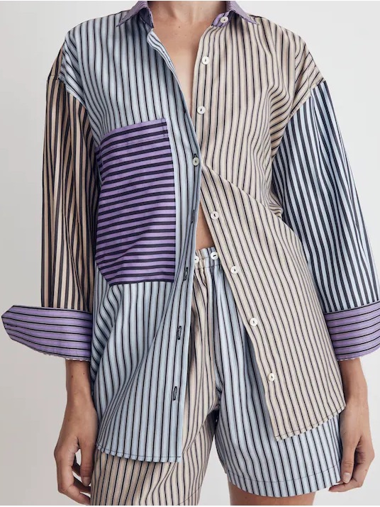 Madewell X Chava Striped-Play Oversized Shirt And Matching Shorts Set | Lim. Ed.